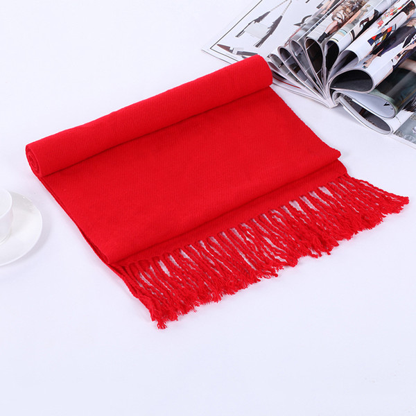 Autumn and winter fashion red solid color tassel new shelves fashion 's scarf 2018 scarf