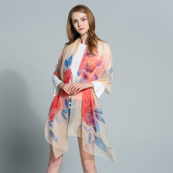 Jinjin.QC Fashion Floral Printed Soie Silk Scarf Women Infinity Scarves and Wraps Echarpe Foulard Femme Drop Shipping