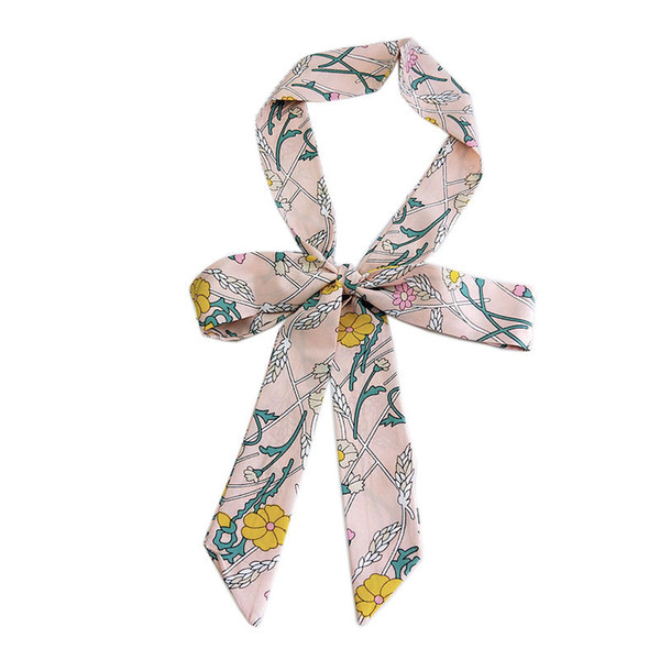 2019 New Skinny Scarf Small Floral Printing Silk Belt Scarves Women Handle Bag Ribbons Foulard Bag Head Scarves Accessories