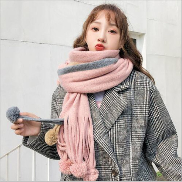 Designer Women Fashion Joker Classic Scarf With The Ball Keep Warm Simple and Convenient Tassels Shawl