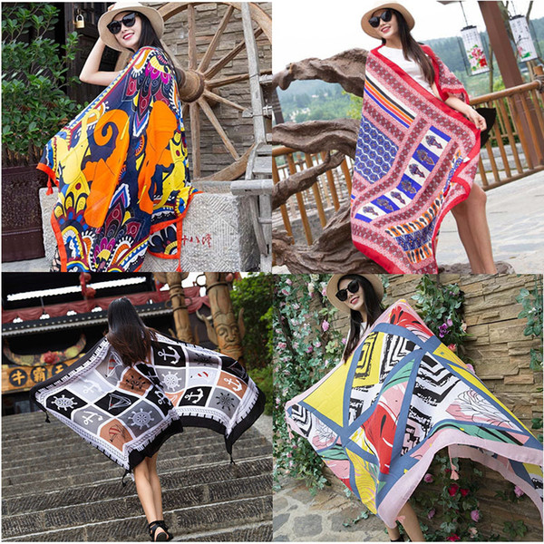 Fashion Women Chiffon Silk Scarfs Fashion Spring Square polyester Scarves Print flowers Shawl Summer Shawls Head Scarves