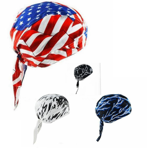 American Flag Print Bandana Headwrap Headscarf Adjustable Cap Hat Travel Cycling Head Scarf 4 Styles 100pcs OOA4456