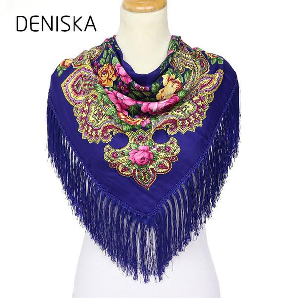 DANISKA Fashion Russian Women Large Tassel Square Scarf Shawl Brand Female Warm Cotton Poncho Summer Shadow Scarves