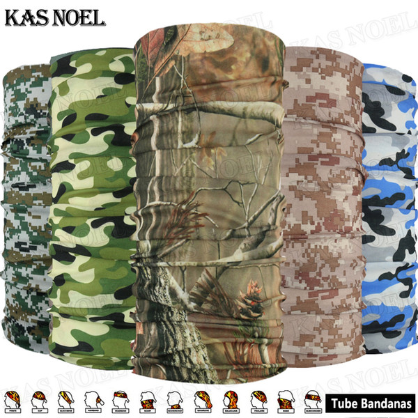 Outdoor Sports Seamless Camo Bandana Multifunctional Headwear Headband Neckwarmer Magic Scarf Neck Gaiter Fishing Face Shield Mask Balaclava