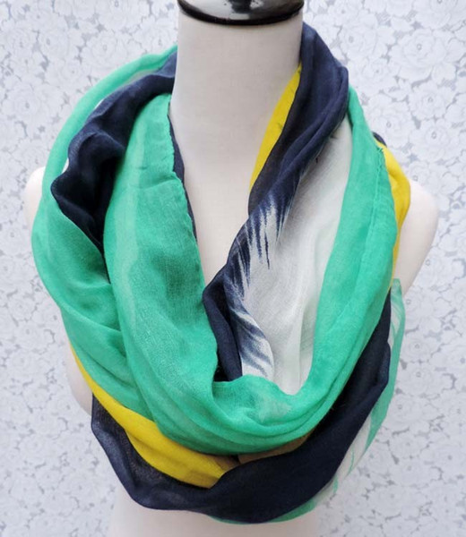 2015 New Fashion Colorful Stripe Scarves For Women /Ladies Patchwork Check Infinity Scarf Snood Free Shipping