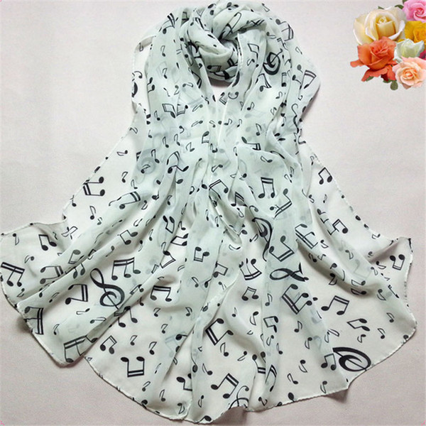 1PC Women Lady Musical Note Chiffon Neck Scarf Shawl Muffler Scarves Echarpe Free shipping Feida