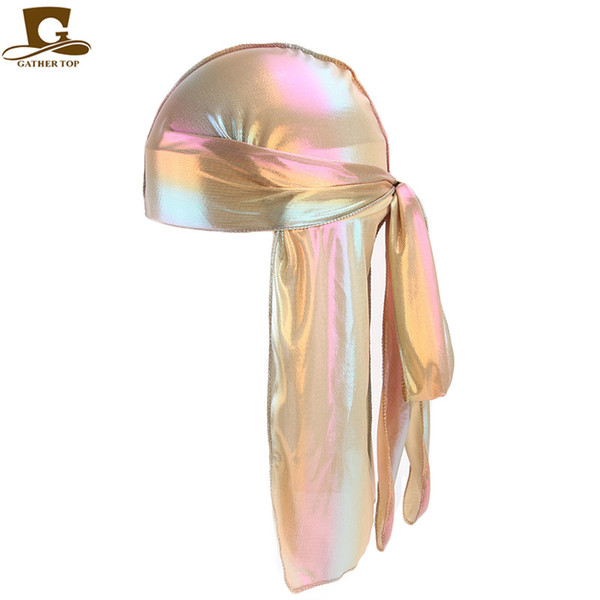 DURAG Fashion Women Men Bandana Polyester Fiber Rainbow Lasers Scarf Spring Summer Hip Hop Baotou Hat Long Tail Pirate Cap 6 5gf hh