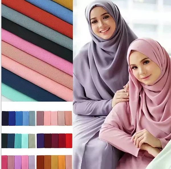 Women plain bubble chiffon scarf hijab wrap solid color shawls headband muslim hijabs scarves/scarf 49 colors