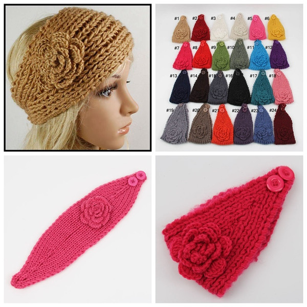 women crochet headband knit hairband flower winter ear warmer headwrap crochet flower ear warmer hair Hair Accessories free shipping