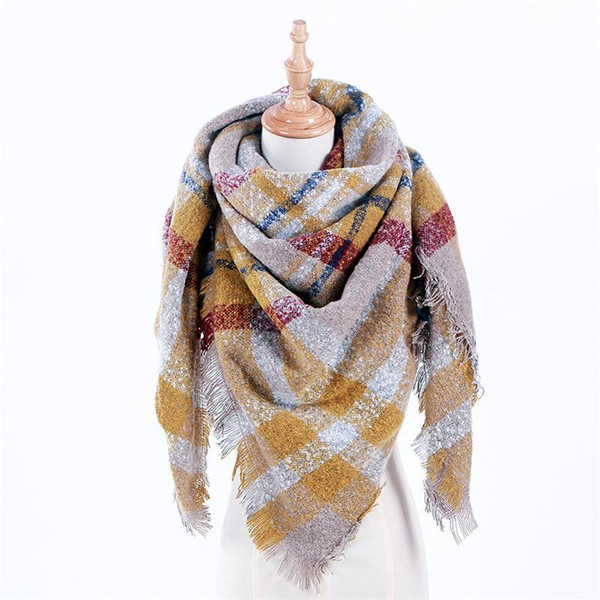 Women's Tassels Soft Plaid Tartan Scarf Winter Large Blanket Wrap Shawl Big Cozy Winter Scarfs Plaid Blankets for Women AA10056