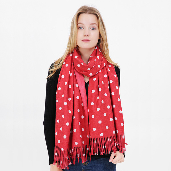 2018 Women shawl scarf autumn winter lovely dots sjaals The brand new fashion acrylic scarf and scarves with tassel dot shawl