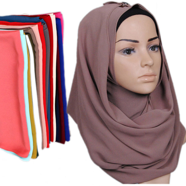 78 Colors Muslim Bandanas For Women 2019 Brand New Fashion Lady Scarves & Wraps National Malaysia Plain Chiffon Hijabs Wholesale LSF095