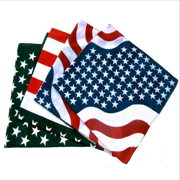 Cotton Bandanas USA United States American Flag US Bandana Head Wrap Scarf Neck Warmer Print Scarf 55*55cm 2 Styles 12PCS