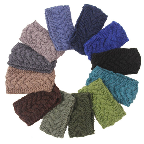 winter Handmade Women's Fashion Wool Crochet Headband Knit 2015 24 color Hair band Flower Winter Ear Warmer headbands for women D686J