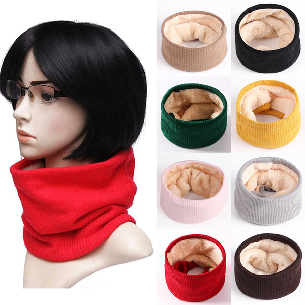 Men Women Winter Scarf Knitted Fleece Velvet Warm Ring Scarf Neck Warmer Casual Male Ladies Comfortbale Scarves Foulard Femme