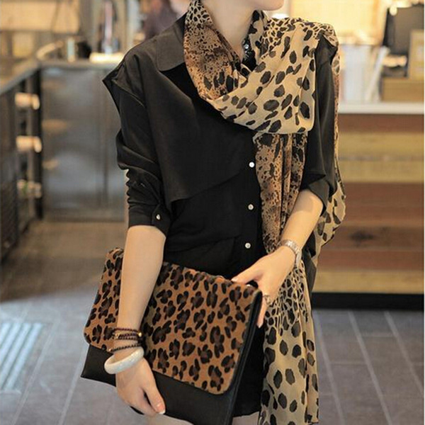 2019 Spring Women Trendy Shawls Leopard Printed Soft Long Wrap Scarf Ladies Thin Scarves Breathable Neckerchief Wraps Dropship