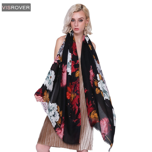 VISROVER Free Shipping 2018 Women Brand Fashion Floral Shawl Scarf Print Soft Wrap  Muslim Hijab Scarf Beach Dress