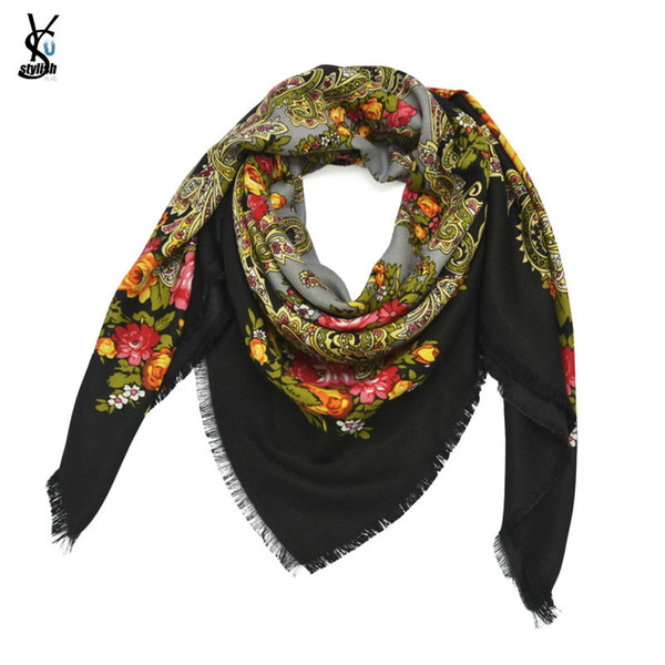 Russia Printing Bandana Gifts New Design Square Fashion Scarf 90*90cm Flower Scarves Blanket Shawl Handkerchief For Women YR102