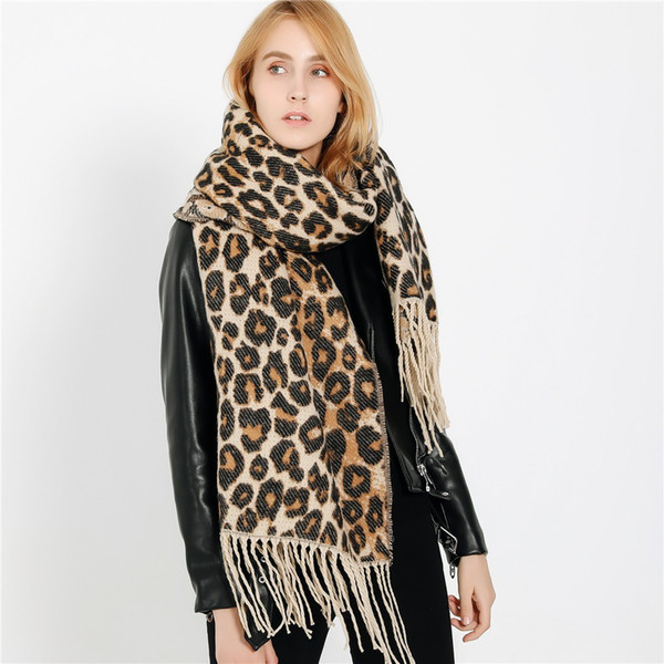 Unique Women Winter Thick Leopard Tassel Cashmere Soft Long Scarf Shawl Wrap Cover #N05