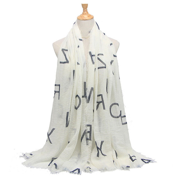 Winter Scarf For Women Shawl Soft Bubble Plain Cotton Linen Scarf Letters Print Scarves Long Size Bufanda Muslim Hijabs Scarves