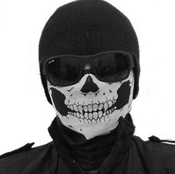 2016 NEW CS Cosplay Ghost Skull Black Face Mask Cap Motorcycle Biker Multi functional Skeleton Hat Scarf Balaclava Free Shipping