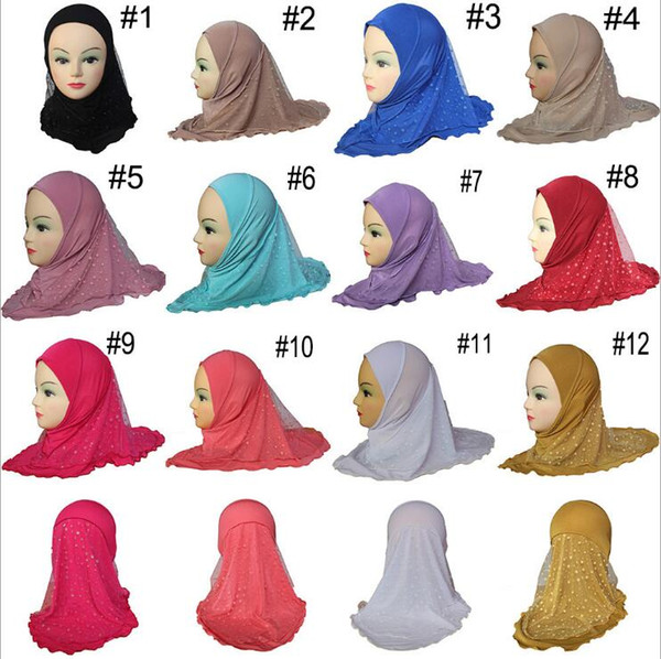 Summer Children Patterened Hijabs Iislamic Scarf Scarves Printed Multicolor Headscarf Breathable Elastic Headwrap Cap 10Colors 0-8Years