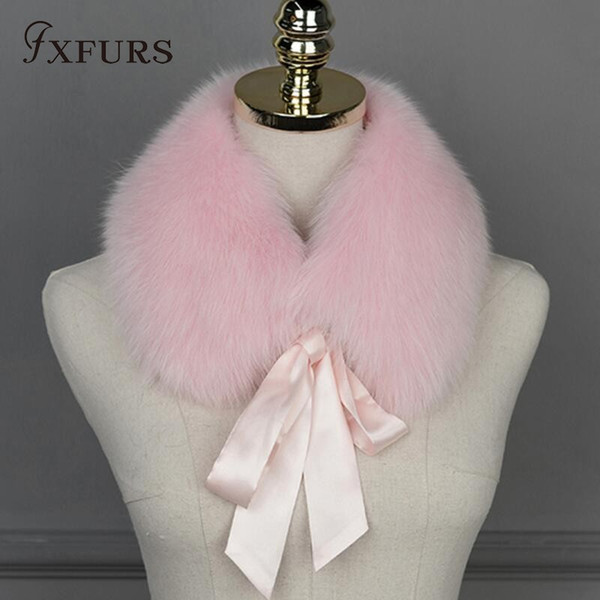 FXFURS 2018 New Fashion 100% Real Fox Fur Collar Scarves Wraps Women Winter Warm Fur Accessory Muffle Lovely Collar for Girl