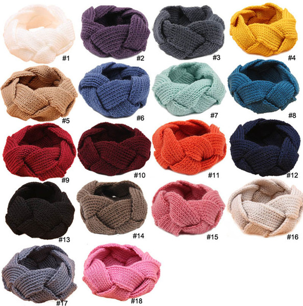 18 colors Weave Braid Twining headband Woolen Knit Warm earmuffs Stretchy hair band cuff women headwear Bandanas winter Accessories 170217