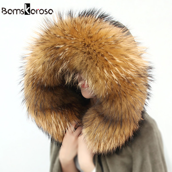 100% Natural Jacket Fur Collar Real Raccoon Fur Women Scarves Winter Coat Female Neck Cap Long Warm Genuine Scarf Big Size