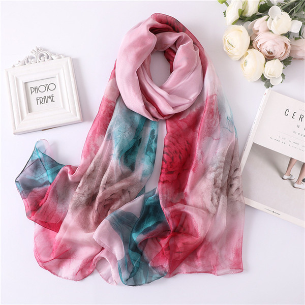 New 2019 spring summer women scarf Square print big size shawls and wraps for lady silk scarves beach stoles foulard