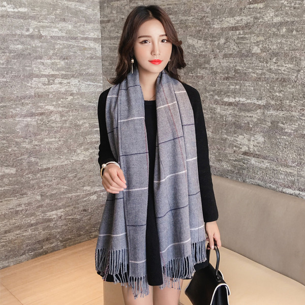 Winter Women Cashmere Scarf Lic Ponchos and Capes Autumn Female Warm Blanket Shawl Scarvesf Stoles Women Plaid Tippet