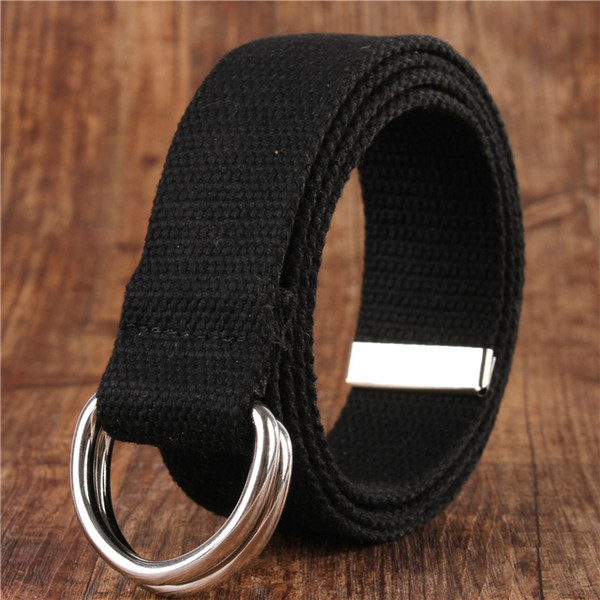 Spot hot sale 18 color double ring canvas belt solid color simple wind teen adjustable inner belt custom printed belts