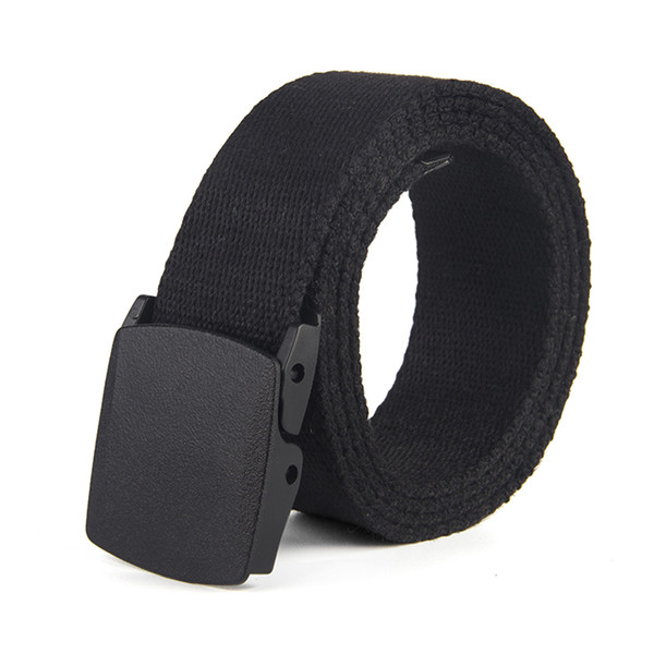 3.8cm sport belt POM buckle simple canvas belt woven plastic buckle solid color belt outdoor leisure cotton Youth Business