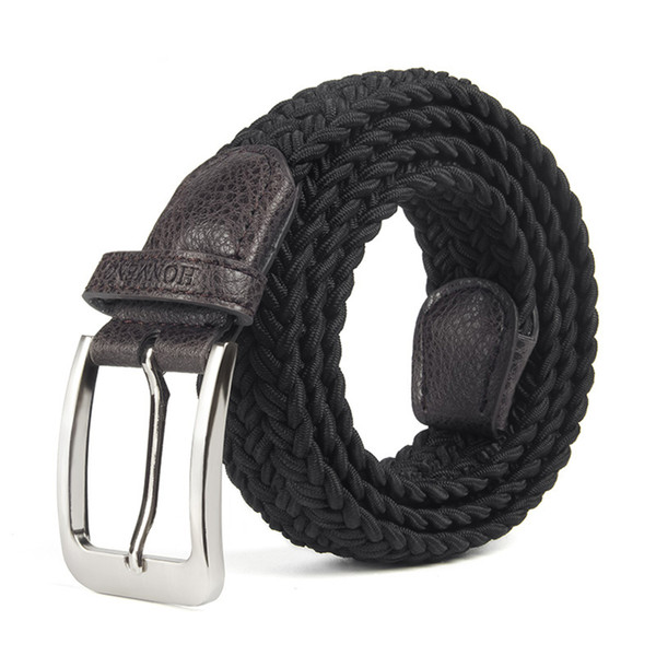 New 10-color stretch fishbone pattern woven elastic non-porous belt spot men's women's pin buckle belt canvas elastic belt