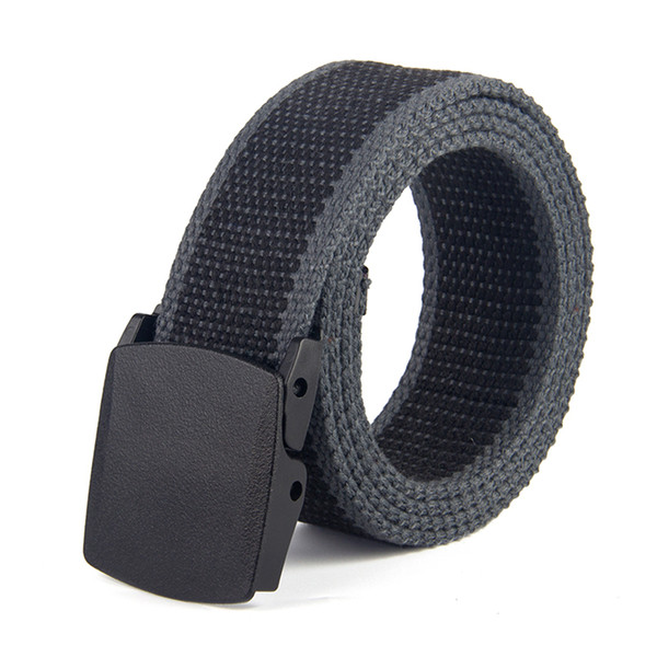 3.8cm sport belt POM buckle simple canvas stripe belt woven plastic buckle solid color belt outdoor leisure cotton Youth Business