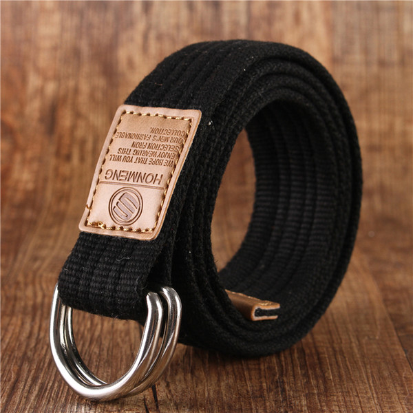 Korean version of 18 color double ring belt casual pants canvas belt street trend D buckle youth pants belt