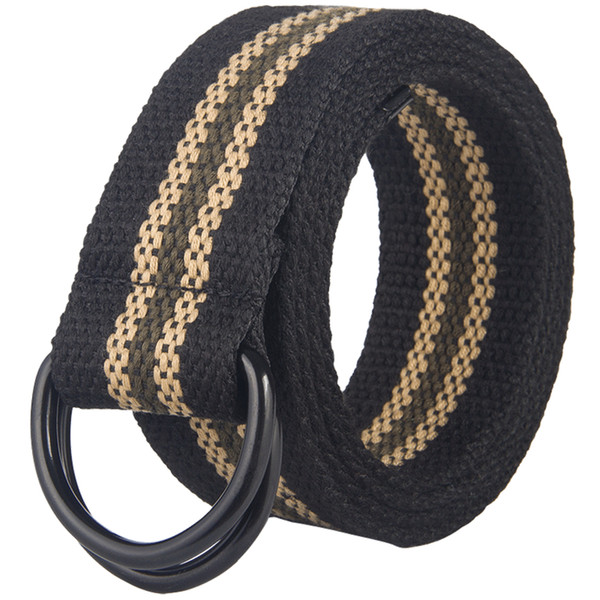 Spot hot sale 17 color double ring canvas belt solid color simple wind teen adjustable inner belt custom printed belts