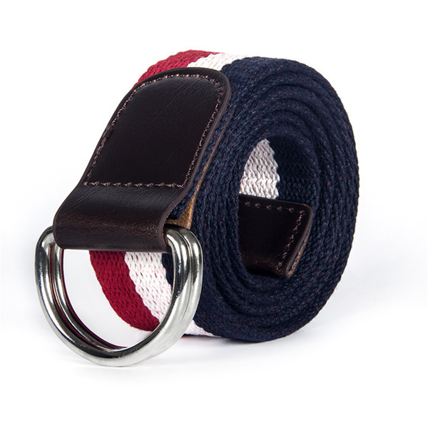 Spot hot sale 10 color double ring canvas belt solid color simple wind teen adjustable inner belt custom printed belts