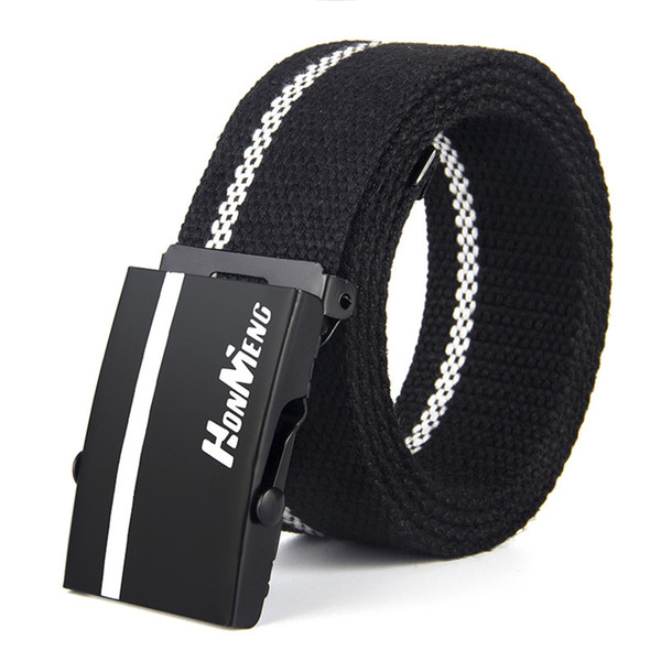 HONMENG unisex canvas belt fashion casual striped belt tide youth roller buckle knitted belt