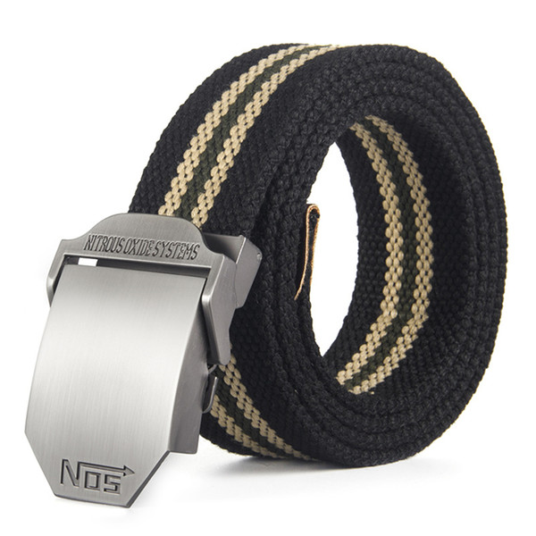 Zinc alloy Canvas belt Multicolor Optional Casual NOS series thick outdoor durable men's Fashion Striped belt 4mm thickness