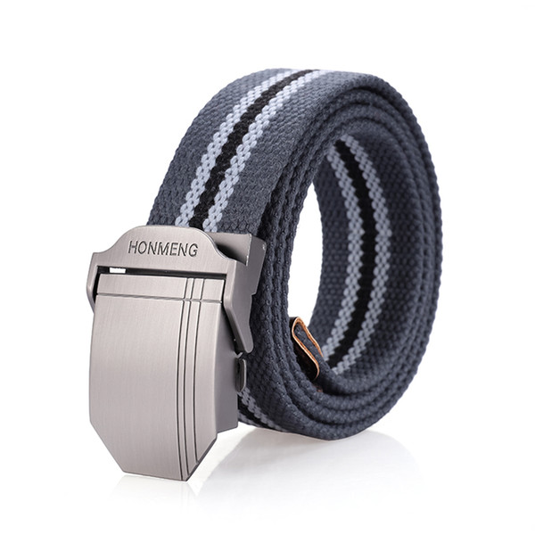 Men's business canvas belt automatic buckle belt line carving comfortable and breathable 4mm thick precision knitting military outdoor youth