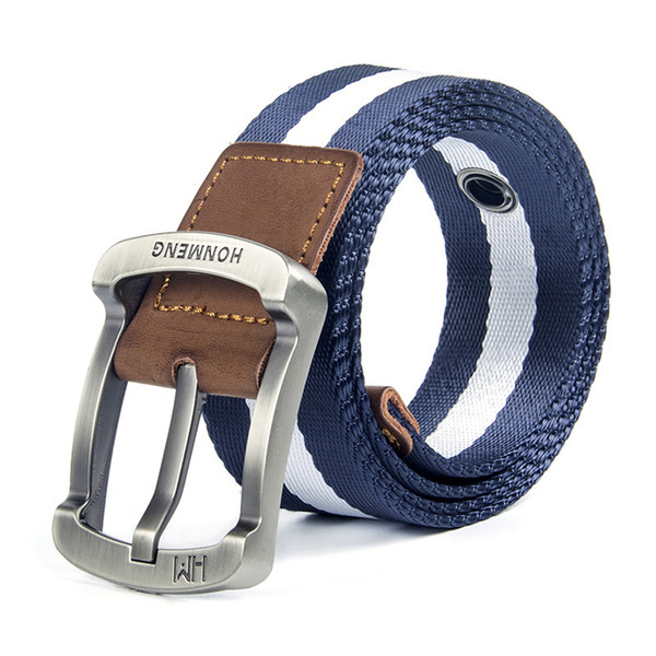 Factory Direct Men's Nylon Canvas Casual Outdoor Belt Army Fan Pin Buckle Belt Thicken Longer Weave Sports Trouser Belt