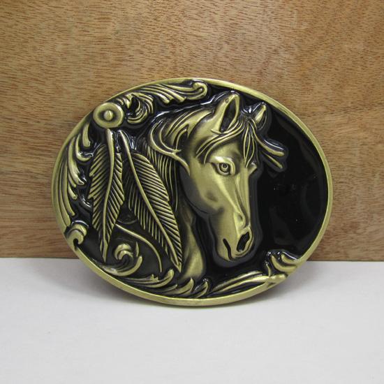 BuckleHome horse belt buckle western belt buckle with pewter finish and antique brass finish FP02209-1 with continous stock free shipping