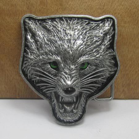 BuckleHome wolf head belt buckle with pewter finish FP-03412 with continous stock free shipping