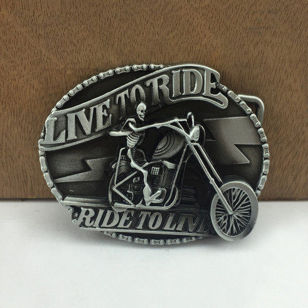 BuckleHome Live to ride motor driver cowboy jeansbelt buckle with pewter finish FP-02176-1 free shipping
