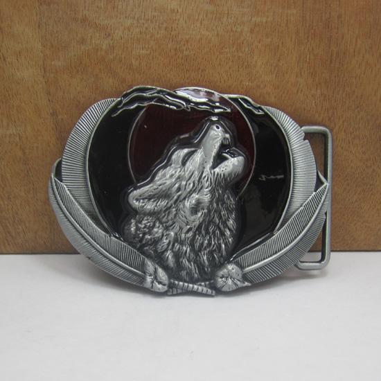 BuckleHome wolf belt buckle animal belt buckle with two colors with pewter finish FP-02773-3 with continous stock free shipping