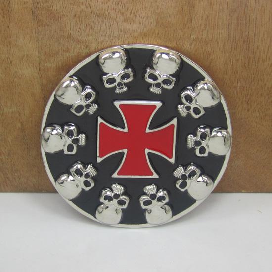 BuckleHome Skull belt buckle with cross with silver finish suitable for 4cm wide belt FP-01234-1 free shipping