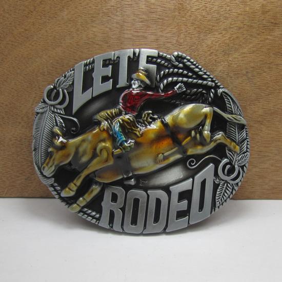 BuckleHome Rodeo belt buckle bull belt buckle western belt buckle with pewter and antique brass plating FP-02627 free shipping