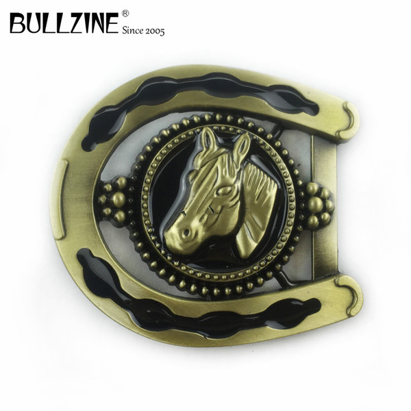 BuckleHome western horse head jeans gift belt buckle FP-02049-4 with antique brass finish plating free shipping