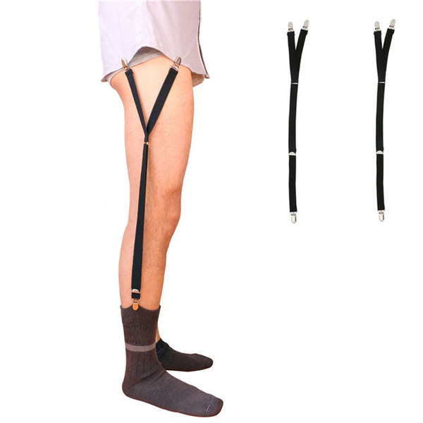 2cm Nylon 1 pair gentlemen's shirt prevent crease resist clips Y style leg suspender length adjustable strap